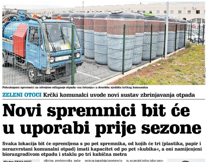 Novi spremnici bit će u uporabi prije sezone