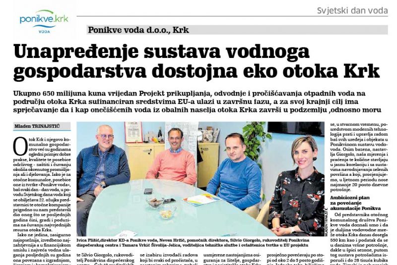 Unapređenje sustava vodnog gospodarstva dostojna eko otoka Krk